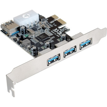 Контроллер EXEGATE EXE-367 (PCI-E 2.0, 3xUSB3.0 ext. + 1xUSB 3.0 int., разъем доп. питания)